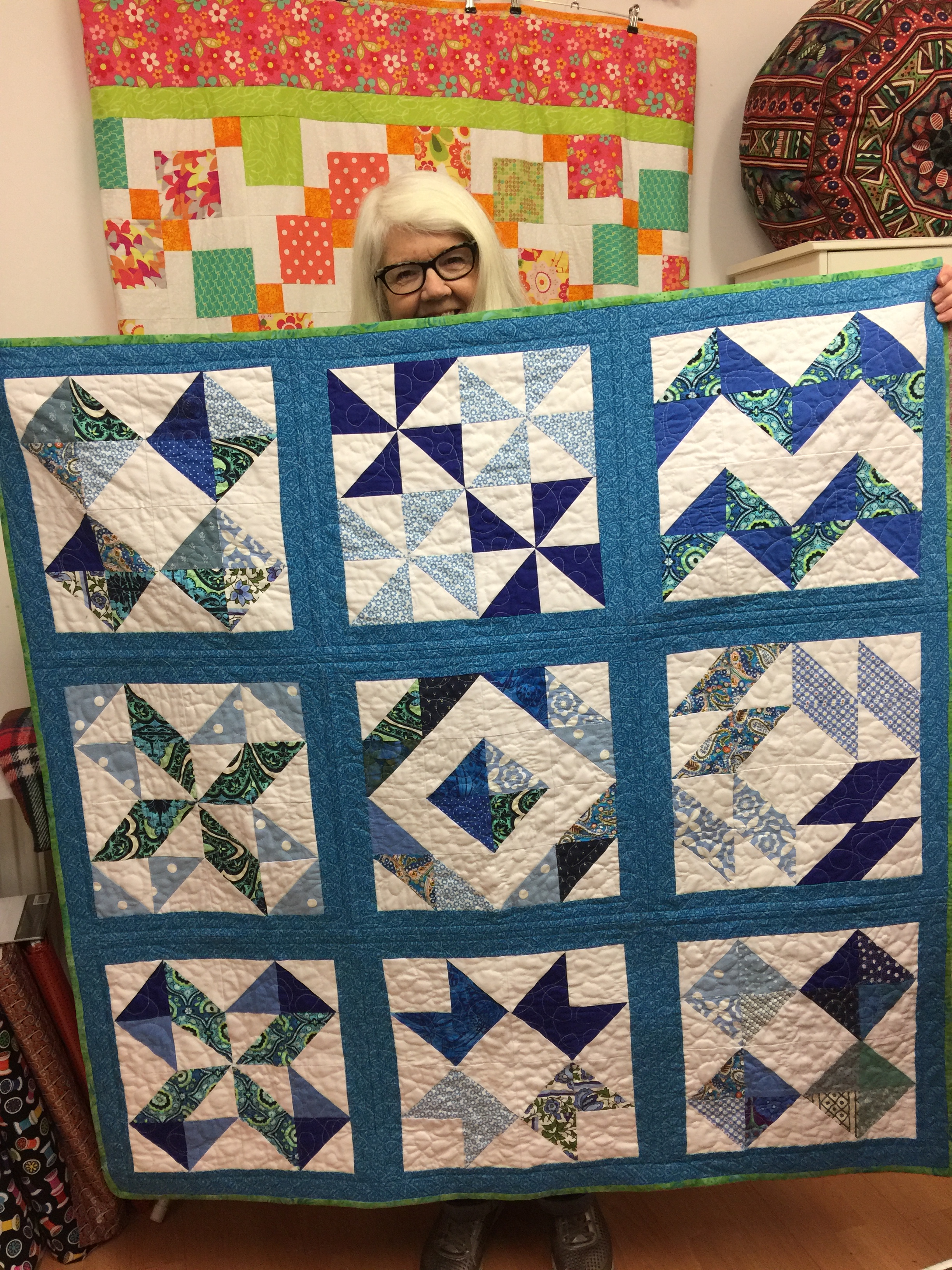 A quilt made from half square triangles